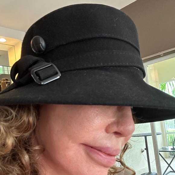 Black Merino Wool Scala Collezione Fine Hat NWOT - Picture 1 of 7